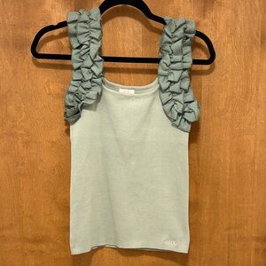 406. Nekane NKN Ruffle Strap Tank Top in Sage Green
